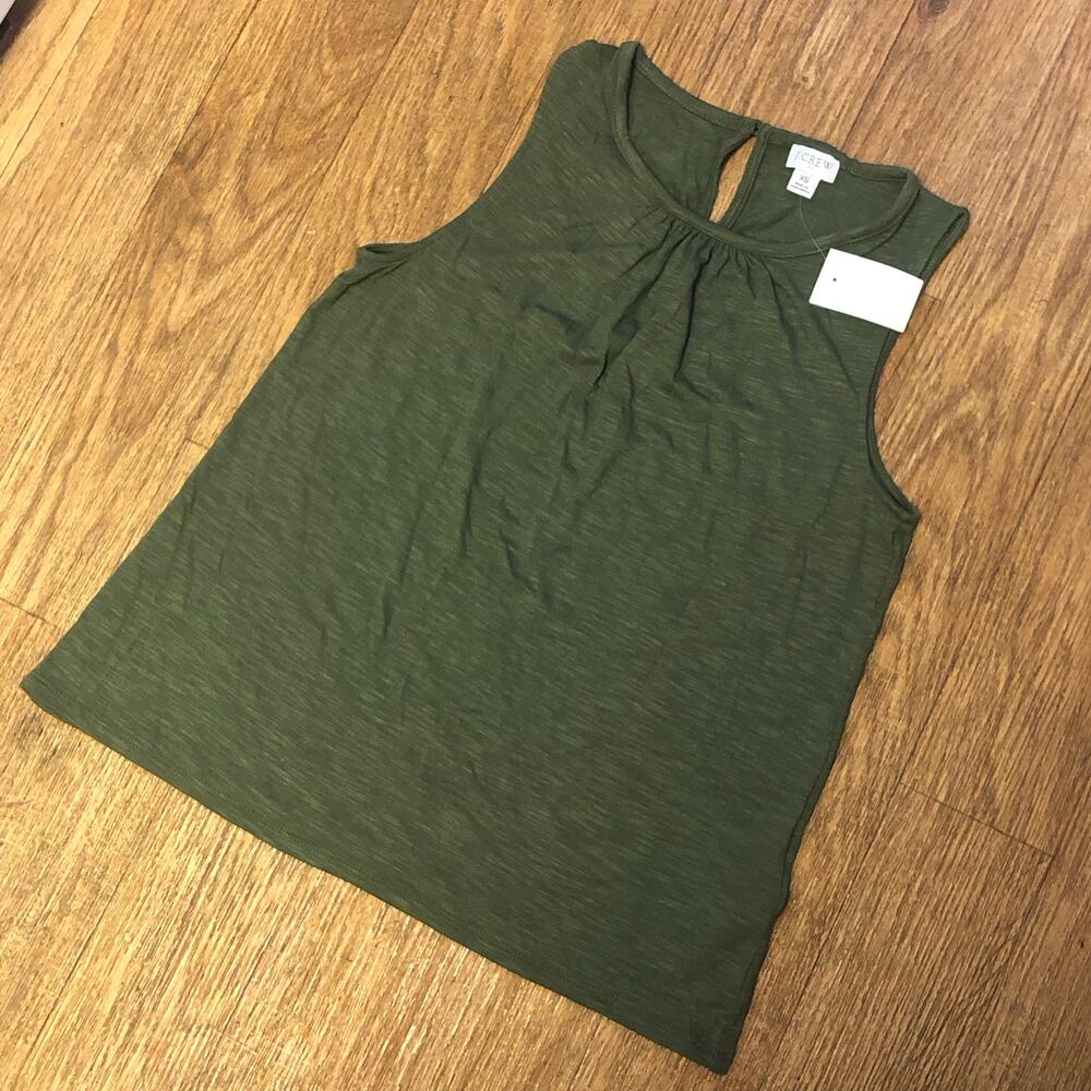 J. Crew Factory Green Heathered Pullover Sleeveless Ruched Blouse Size XS